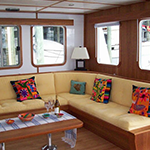 Cornered Couch with Pillows in Boat